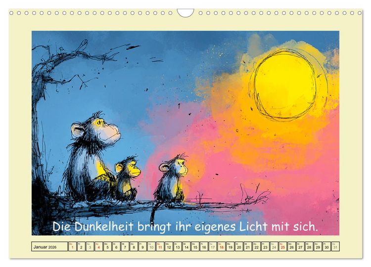 Produktbild: Entz&uuml;ckende Baumkinder. Schimpansen und Weisheiten (Wandkalender 2026 DIN A3 quer), CALVENDO Monatskalender