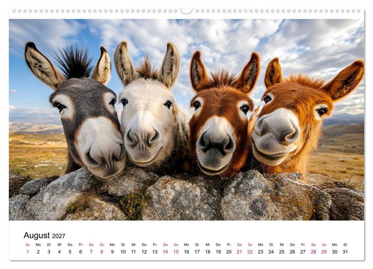 Produktbild: Esel - neugierige Typen (hochwertiger Premium Wandkalender 2027 DIN A2 quer), Kunstdruck in Hochglanz