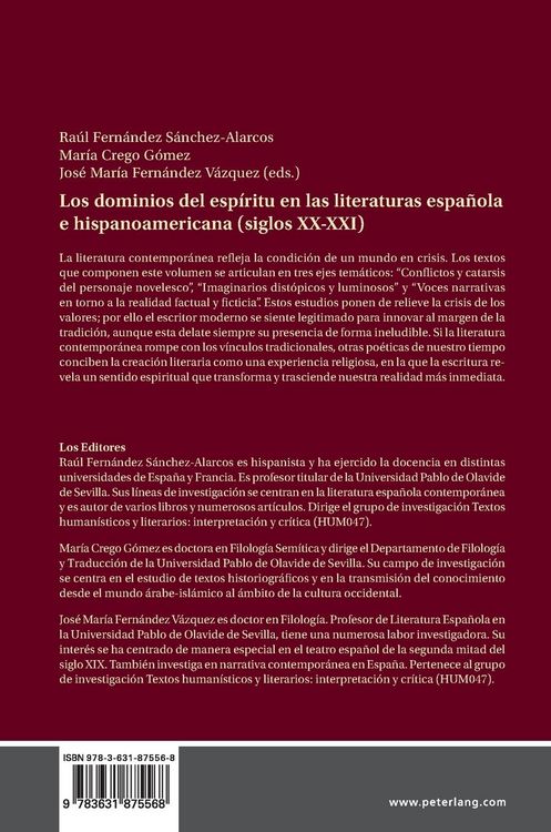 Produktbild: Los dominios del esp&iacute;ritu en las literaturas espa&ntilde;ola e hispanoamericana (siglos XX-XXI)