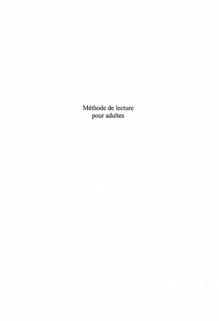 Methode de lecture pour adultes