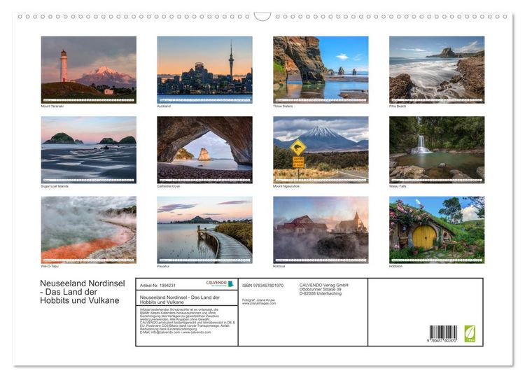 Produktbild: Neuseeland Nordinsel - Das Land der Hobbits und Vulkane (Wandkalender 2026 DIN A2 quer), CALVENDO Monatskalender