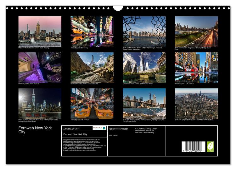 Produktbild: Fernweh New York City (Wandkalender 2026 DIN A3 quer), CALVENDO Monatskalender