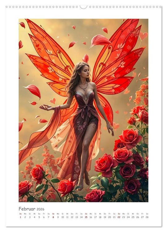 Produktbild: Wenn Fl&uuml;gel tr&auml;umen - Feen, Farben und Gef&uuml;hle in Traumlandschaften (hochwertiger Premium Wandkalender 2026 DIN A2 hoch), Kunstdruck in Hochglanz