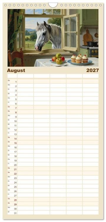 Produktbild: Familienplaner 2027 - Pferdegem&auml;lde, inspiriert von den Alten Meistern mit 5 Spalten (Wandkalender, 21 x 45 cm) CALVENDO