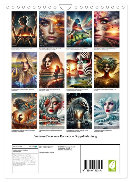 Produktbild: Feminine Facetten - Portraits in Doppelbelichtung (Wandkalender 2026 DIN A4 hoch), CALVENDO Monatskalender