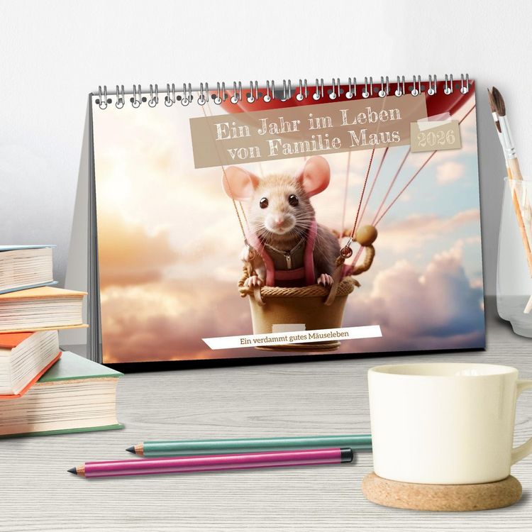 Produktbild: Ein Jahr im Leben von Familie Maus (Tischkalender 2026 DIN A5 quer), CALVENDO Monatskalender