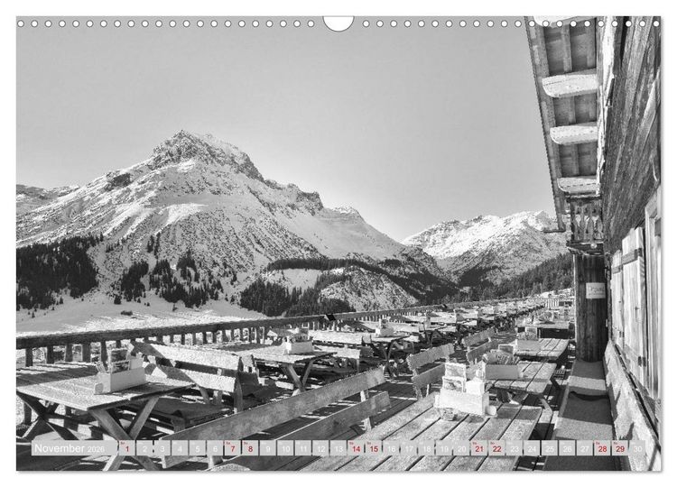 Produktbild: Arlberg black and white (Wandkalender 2026 DIN A3 quer), CALVENDO Monatskalender