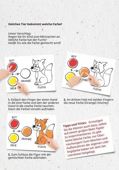 Produktbild: KREUL MUCKI Farben Spiel Kiste, 5 x 50 ml Fingermalfarbe, Wir mischen, malen, tupfen