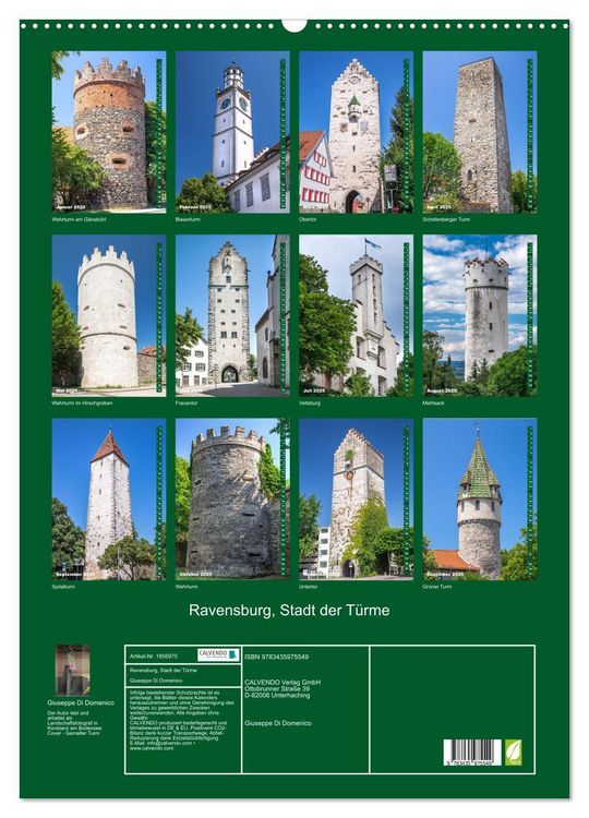 Produktbild: Ravensburg, Stadt der T&uuml;rme (Wandkalender 2025 DIN A2 hoch), CALVENDO Monatskalender