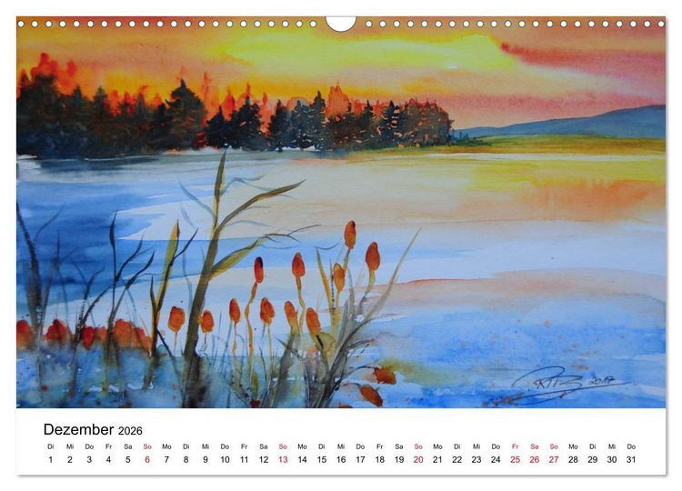 Produktbild: Landschafts-Aquarelle 2026 Roswita Ilona Baumann (Wandkalender 2026 DIN A3 quer), CALVENDO Monatskalender