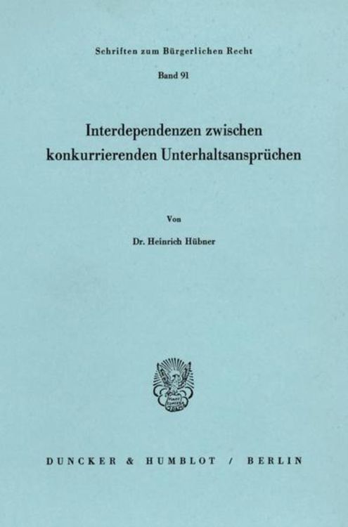 Produktbild: Interdependenzen zwischen konkurrierenden Unterhaltsanspr&uuml;chen.