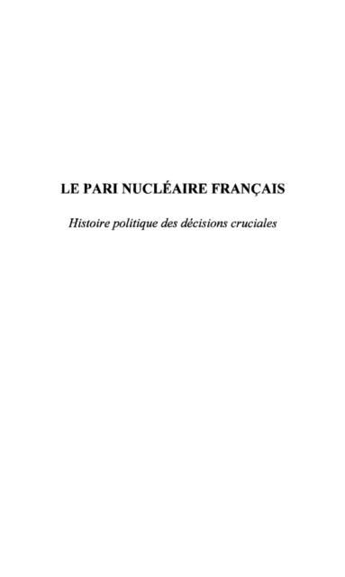 Produktbild: Pari nucleaire francais