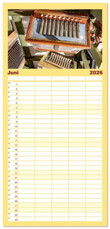 Produktbild: Familienplaner 2026 - Concertina und Bandoneon mit 5 Spalten (Wandkalender, 21 x 45 cm) CALVENDO