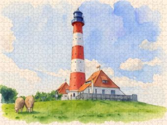Produktbild: CALVENDO Puzzle Leuchtturm Westheversand | 2000 Teile Lege-Gr&ouml;&szlig;e 90x67cm Foto-Puzzle f&uuml;r gl&uuml;ckliche Stunden