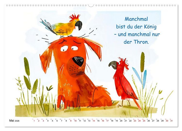 Produktbild: Vier Pfoten, viele Spr&uuml;che - Lustige Weisheiten mit Hund (Wandkalender 2026 DIN A2 quer), CALVENDO Monatskalender