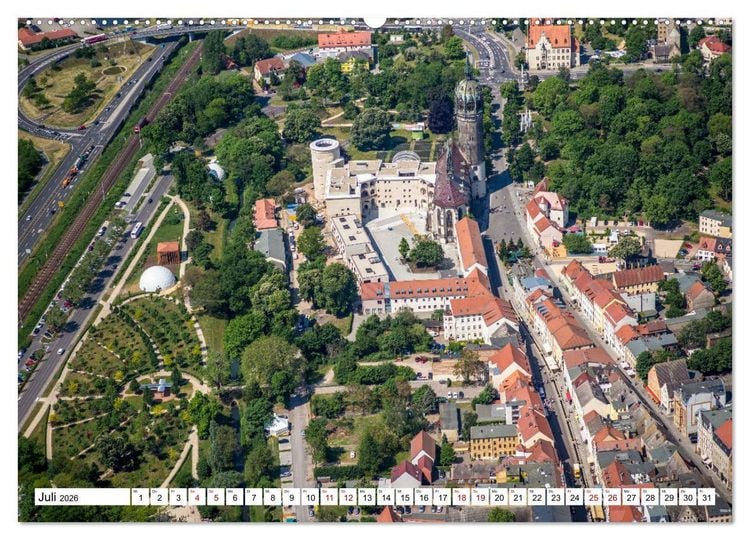 Produktbild: Lutherstadt Wittenberg - Stadt der Reformation aus der Vogelperspektive (hochwertiger Premium Wandkalender 2026 DIN A2 quer), Kunstdruck in Hochglanz