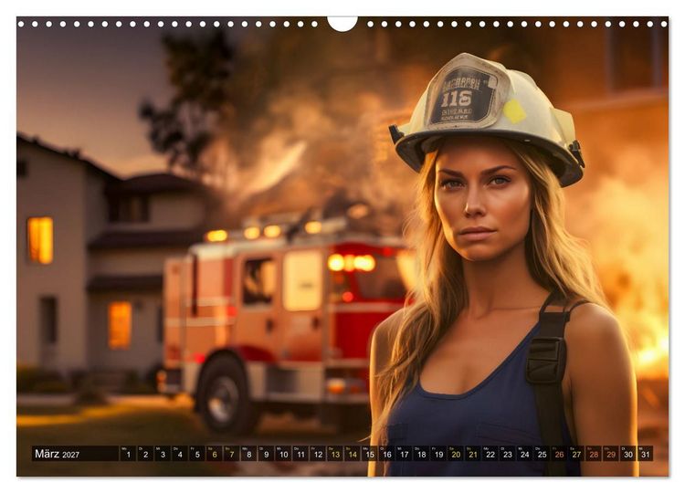 Produktbild: Sexy Feuerwehrfrauen: Hitzige Heldinnen zwischen Lippenstift und L&ouml;scheinsatz (Wandkalender 2027 DIN A3 quer), CALVENDO Monatskalender