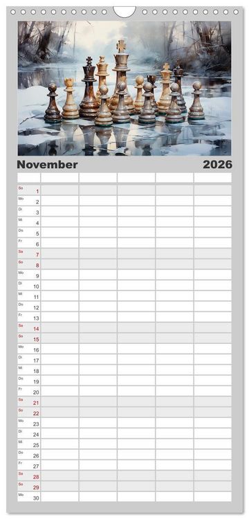 Produktbild: Familienplaner 2026 - Schach Matt mit 5 Spalten (Wandkalender, 21 x 45 cm) CALVENDO