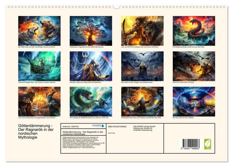 Produktbild: G&ouml;tterd&auml;mmerung - Der Ragnar&ouml;k in der nordischen Mythologie (hochwertiger Premium Wandkalender 2026 DIN A2 quer), Kunstdruck in Hochglanz