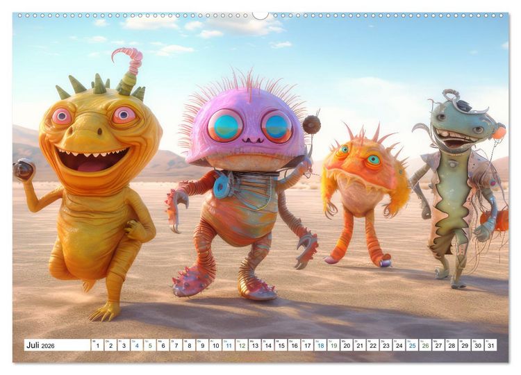 Produktbild: Monsterparade im Anmarsch (Wandkalender 2026 DIN A2 quer), CALVENDO Monatskalender