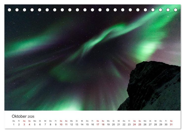 Produktbild: Polarlichter - Einzigartige Himmelsph&auml;nomene im Norden (Tischkalender 2026 DIN A5 quer), CALVENDO Monatskalender