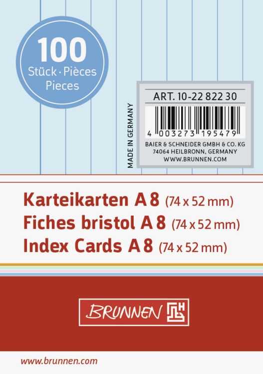 Produktbild: Brunnen Karteikarte A8 lin bl 100St