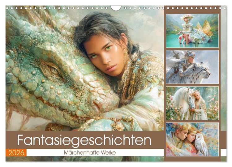 Produktbild: Fantasiegeschichten - M&auml;rchenhafte Werke (Wandkalender 2026 DIN A3 quer), CALVENDO Monatskalender