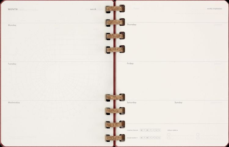 Produktbild: Moleskine Undatierter Life Kalender Mit Spiralbindung, Xl, Wochen-Monatskalender, Fester Einband, Crush Cherry