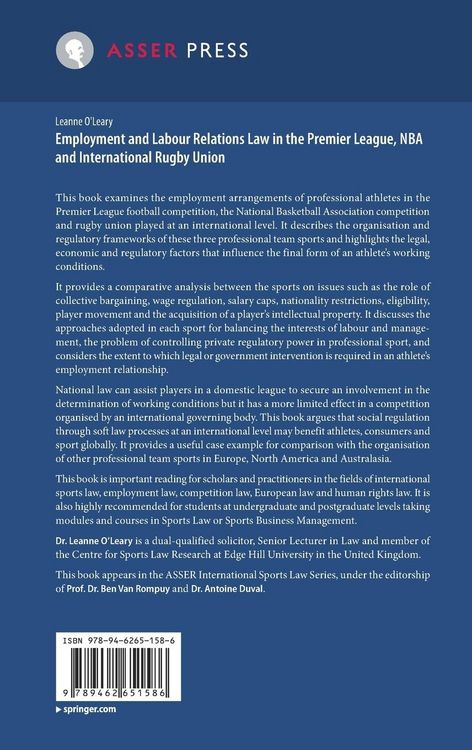 Produktbild: Employment and Labour Relations Law in the Premier League, NBA and International Rugby Union
