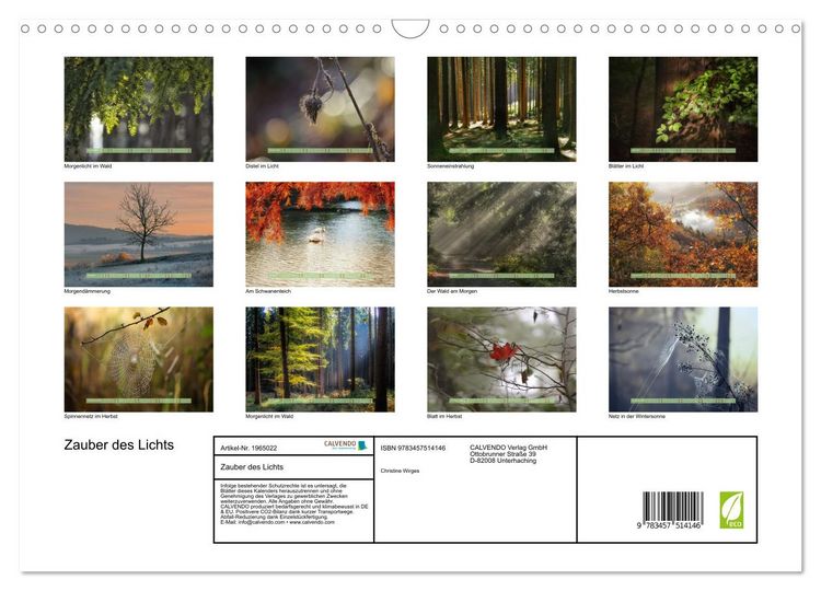 Produktbild: Zauber des Lichts (Wandkalender 2026 DIN A3 quer), CALVENDO Monatskalender