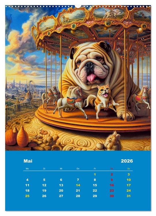 Produktbild: Abenteuer mit Micki und Bullig! (Wandkalender 2026 DIN A2 hoch), CALVENDO Monatskalender