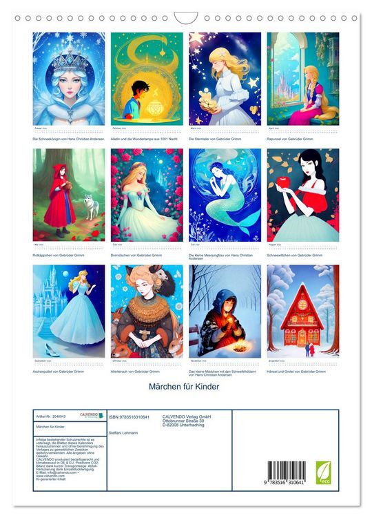 Produktbild: M&auml;rchen f&uuml;r Kinder (Wandkalender 2026 DIN A3 hoch), CALVENDO Monatskalender