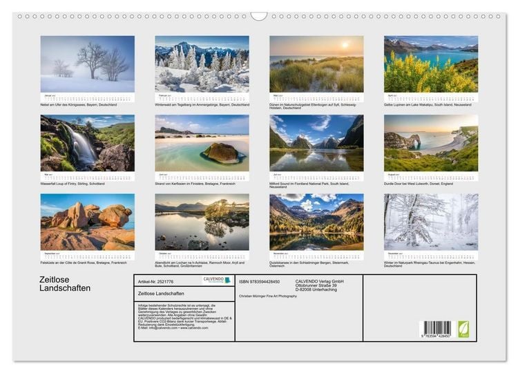 Produktbild: Zeitlose Landschaften (Wandkalender 2027 DIN A2 quer), CALVENDO Monatskalender