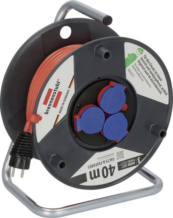 Produktbild: Brennenstuhl 1098540001 Kabeltrommel 40.00 m Rot (matt) Schutzkontakt-Stecker