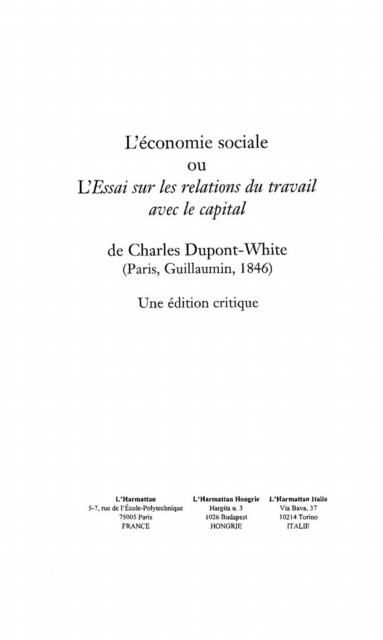 Produktbild: Economie sociale ou l'essai sur les rela