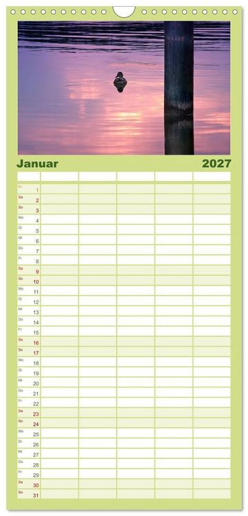 Produktbild: Familienplaner 2027 - Mecklenburgische Seenplatte - zum Tr&auml;umen sch&ouml;n mit 5 Spalten (Wandkalender, 21 x 45 cm) CALVENDO