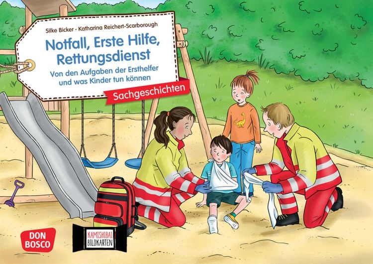 Produktbild: Notfall, Erste Hilfe, Rettungsdienst. Von den Aufgaben der Ersthelfer und was Kinder tun k&ouml;nnen. Kamishibai Bildkartenset