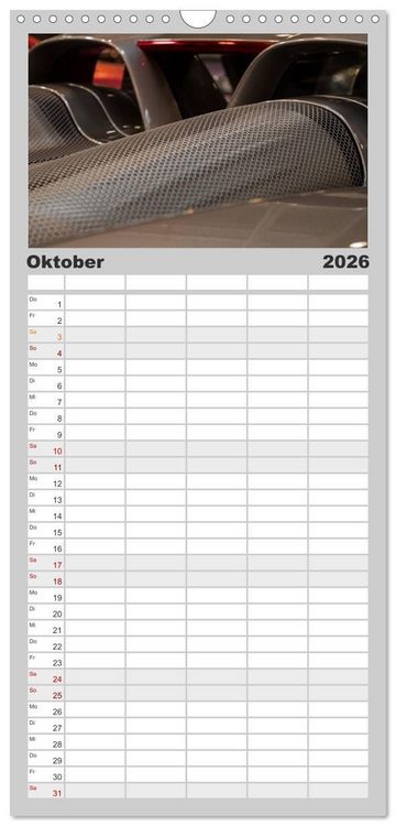 Produktbild: Familienplaner 2026 - Heiligs Blechle - Porsche-Ikonen im Detail mit 5 Spalten (Wandkalender, 21 x 45 cm) CALVENDO
