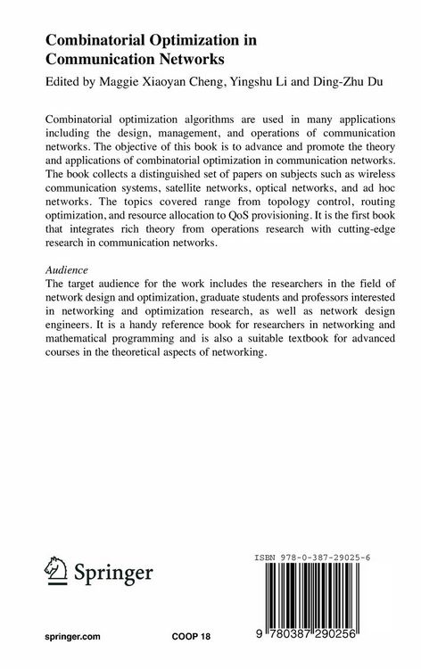 Produktbild: Combinatorial Optimization in Communication Networks