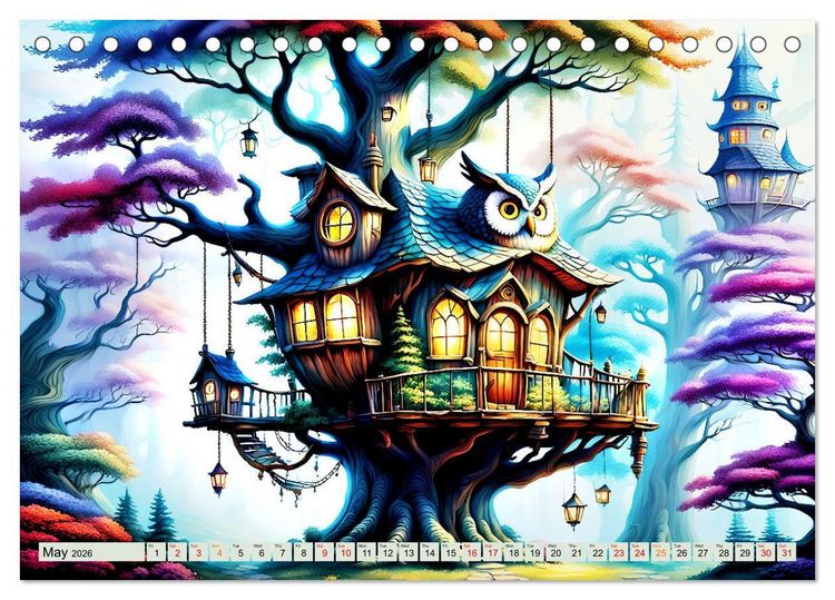 Produktbild: Treehouse fantasies (Desk Calendar 2026 DIN A5 landscape), CALVENDO 12 Month DeskCalendar