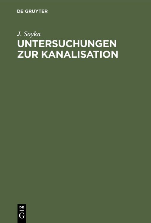 Produktbild: Untersuchungen zur Kanalisation