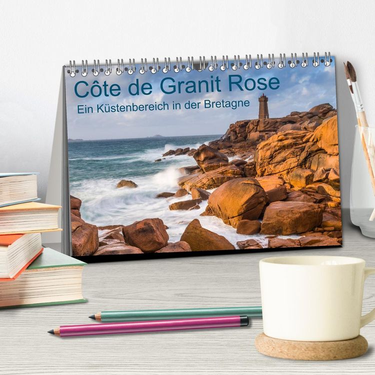 Produktbild: C&ocirc;te de Granit Rose - Ein K&uuml;stenbereich in der Bretagne (Tischkalender 2026 DIN A5 quer), CALVENDO Monatskalender