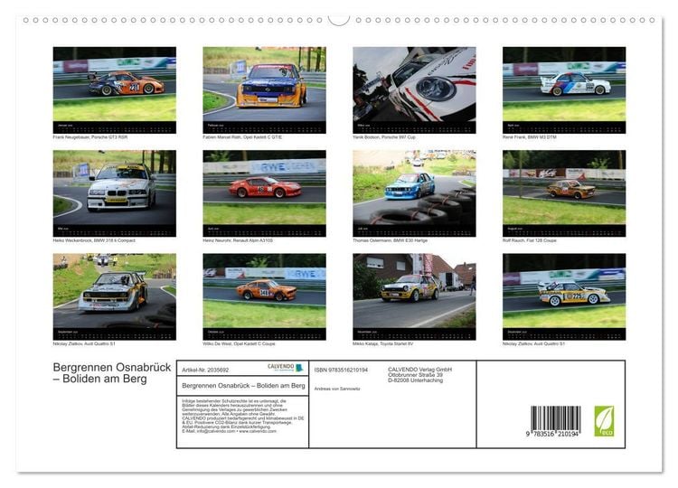 Produktbild: Bergrennen Osnabr&uuml;ck &ndash; Boliden am Berg (hochwertiger Premium Wandkalender 2026 DIN A2 quer), Kunstdruck in Hochglanz