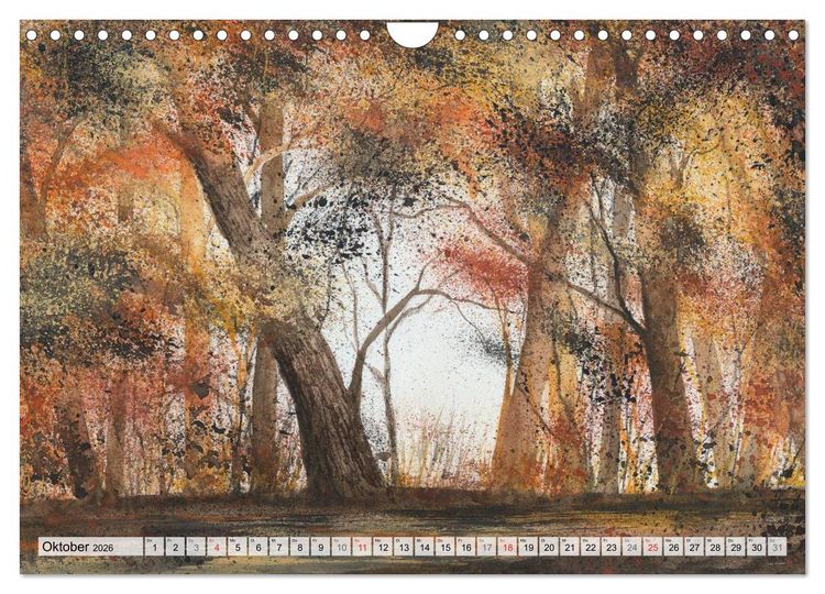 Produktbild: B&auml;ume in Aquarell (Wandkalender 2026 DIN A4 quer), CALVENDO Monatskalender