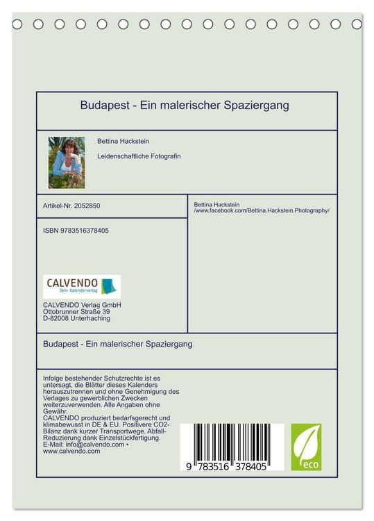Produktbild: Budapest - Ein malerischer Spaziergang (Tischkalender 2026 DIN A5 hoch), CALVENDO Monatskalender