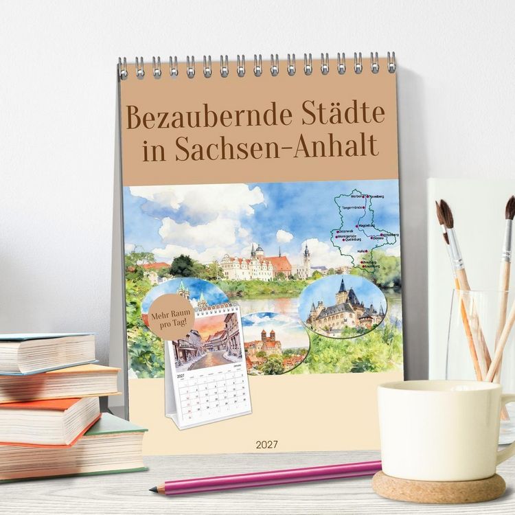Produktbild: Bezaubernde St&auml;dte in Sachsen-Anhalt (Tischkalender 2027 DIN A5 hoch), CALVENDO Monatskalender