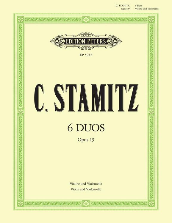 Produktbild: Stamitz, C: 6 Duos Op. 19 for Violin and Cello