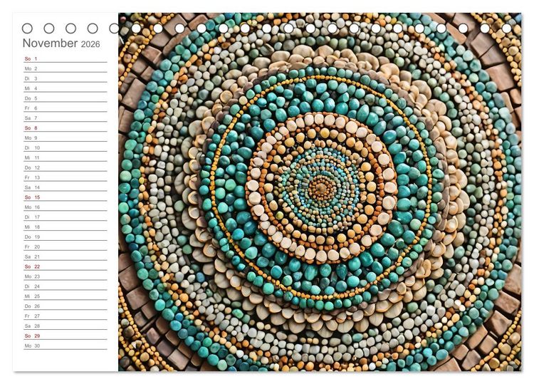 Produktbild: Natural Mandalas - Kraftvolle KI Mandalas aus Naturmaterialien (Tischkalender 2026 DIN A5 quer), CALVENDO Monatskalender
