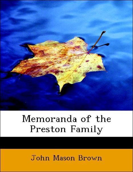 Produktbild: Brown, J: Memoranda of the Preston Family