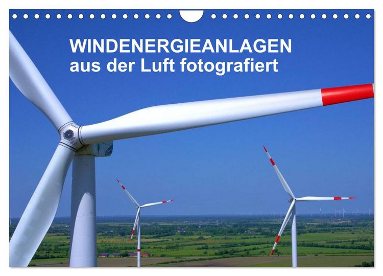 Produktbild: Windkraftanlagen aus der Luft fotografiert (Wandkalender 2026 DIN A4 quer), CALVENDO Monatskalender